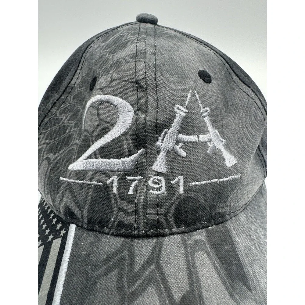 Kryptek 2nd Amendment 1791 2A American Flag Hat OC Black Tactical Cap Adjust